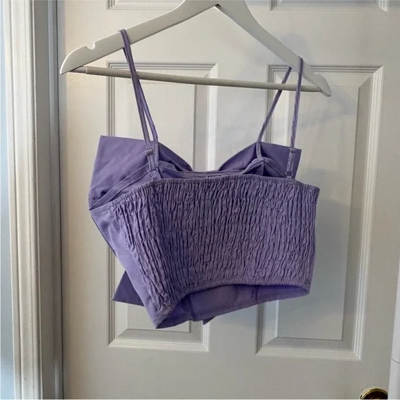 Lavender Purple Bow Crop Top Sleeveless Smocked Size 6 - Picture 10 of 14